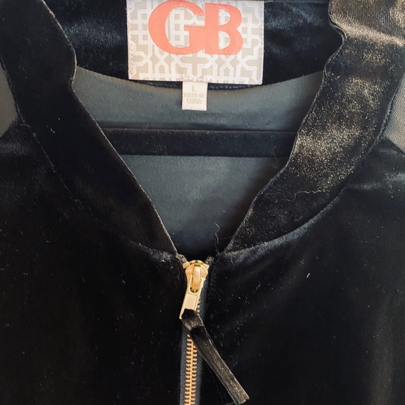 Gianni Bini Velvet Bomber Jacket Sheer Sleeves - Picture 4 of 5